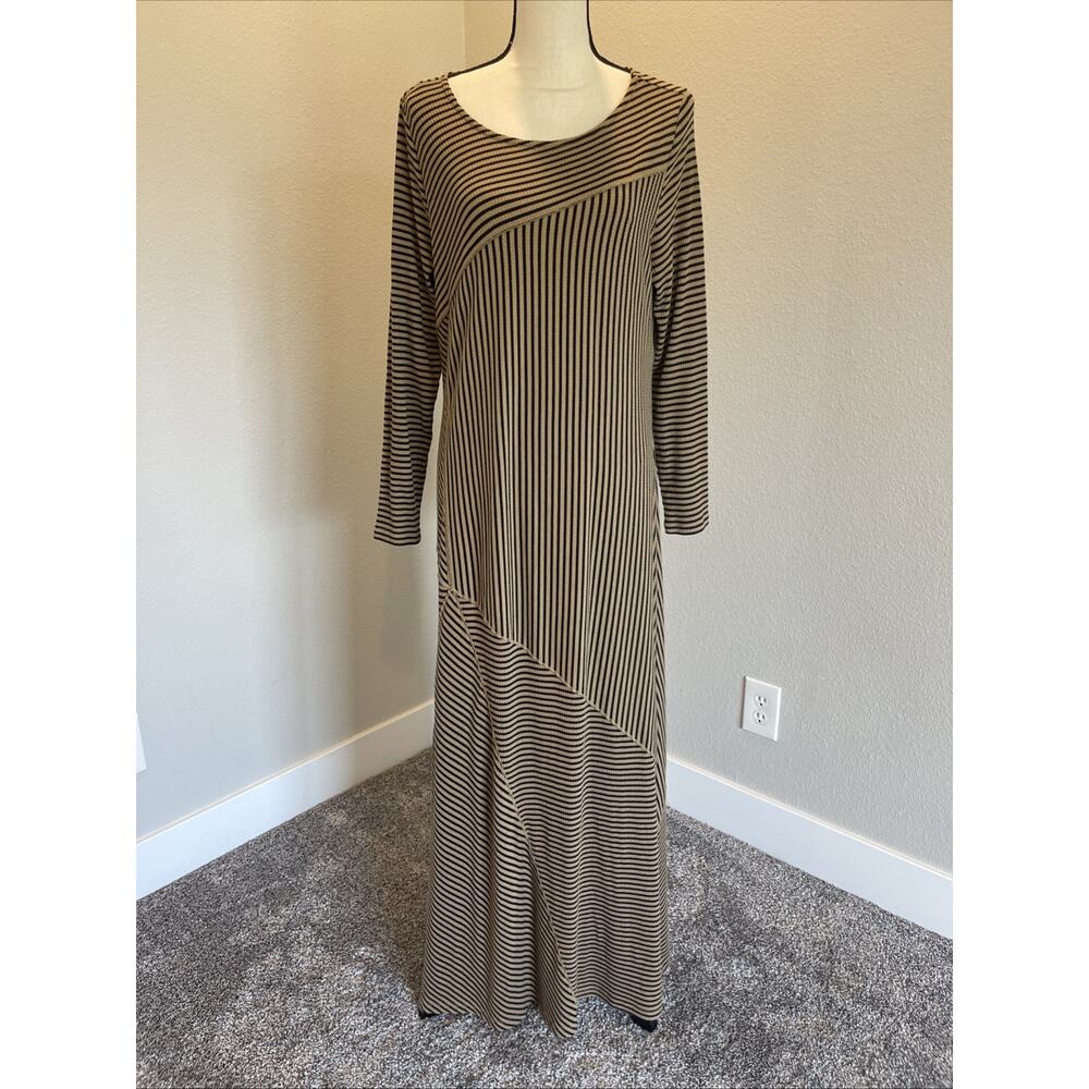 Soft Surroundings Riley Dress Long Sleeve Maxi Ribbed Large Lagenlook